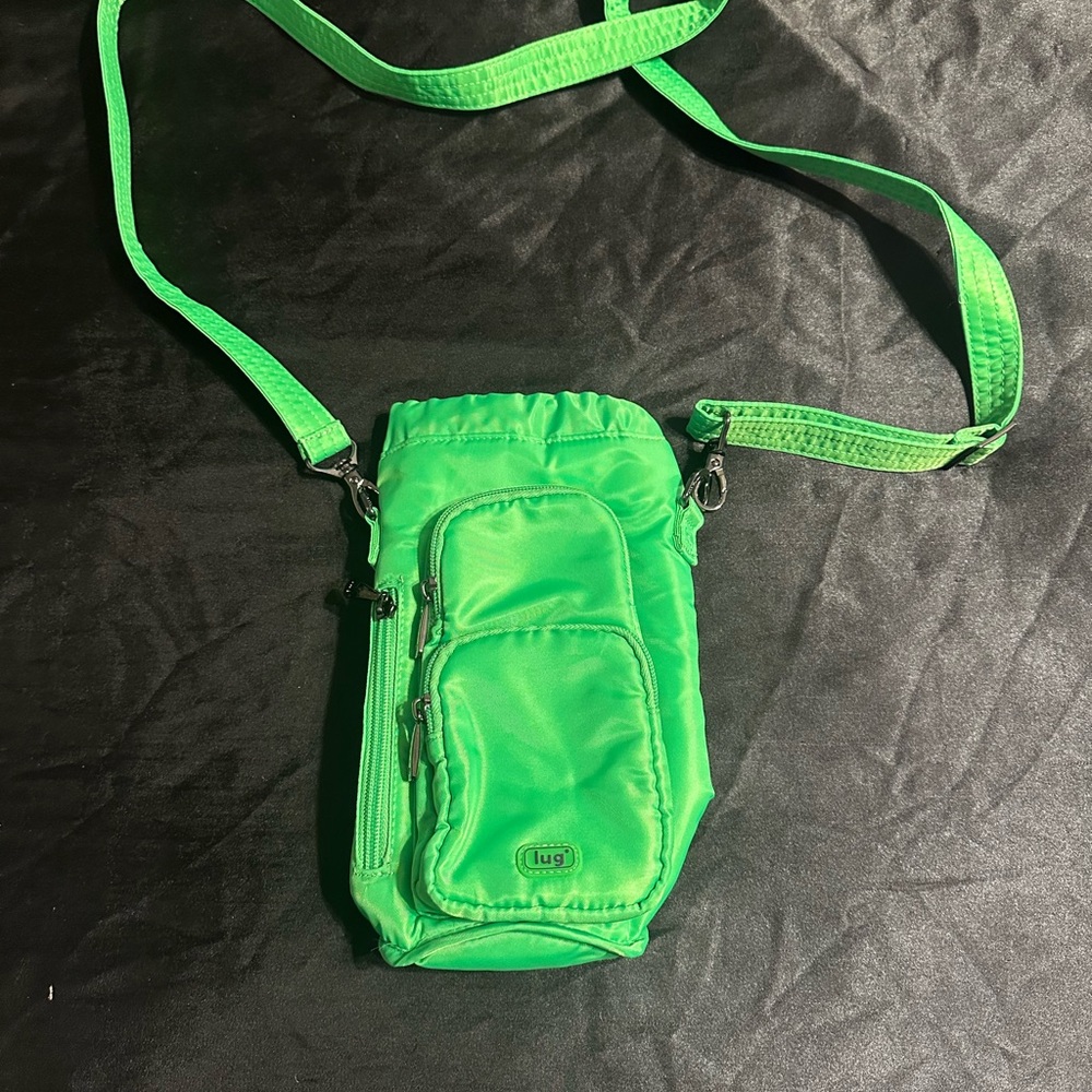 Lug Neon Green Crossbody Water Bottle Holder